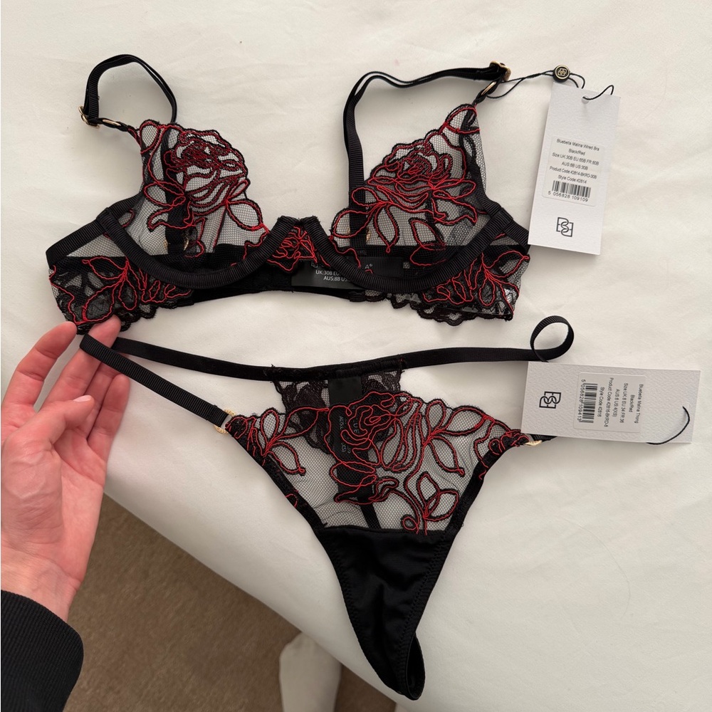 Bluebella Black and Red Lace Bra Set - Picture 5 of 5